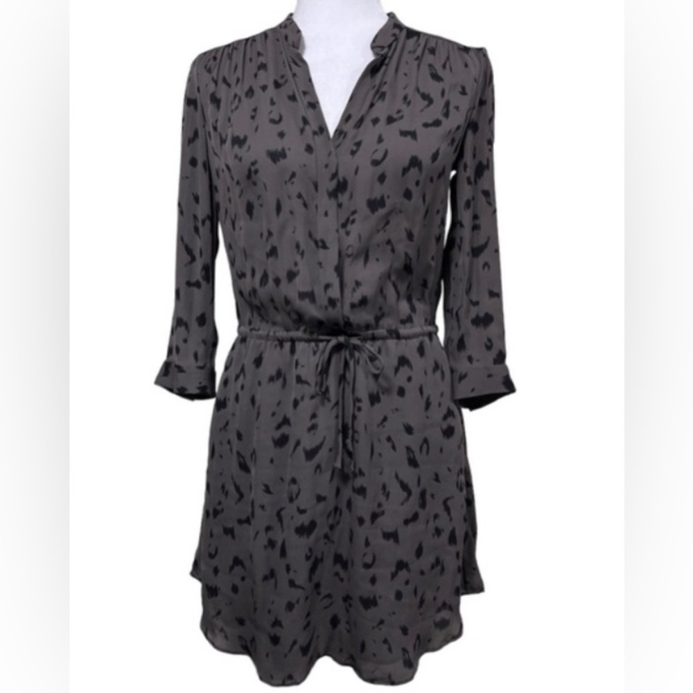 Aritzia Babaton 100% Silk Bennett Dress, Grey with Black animal print Size XS